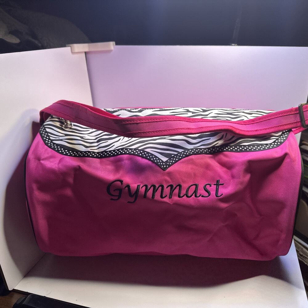 Sassi Gymnast Pink Roll Duffel Bag With Zebra Trim Gymnastics Gym 8x14